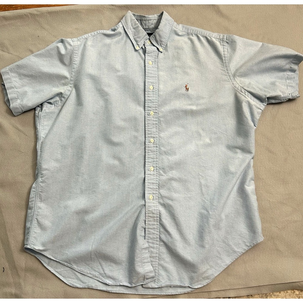 Ralph Lauren Shirt Classic Fit Light Blue Chambray Button Down Short Sleeve XL